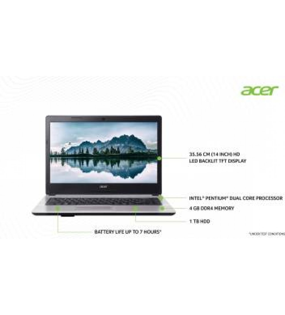 Acer One 14 Pentium Gold - (4 GB/1 TB HDD/Windows 10 Home) Z2-485 Thin and Light Laptop  (14 inch, Silver, 1.8 kg)