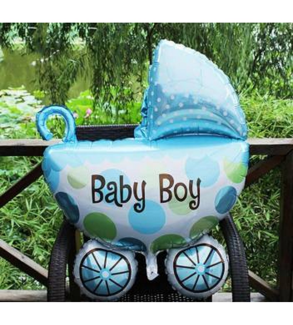 CherishX.Com Printed Baby Shower Pram Foil Balloon in Blue for Boy for Your Baby Shower/Baby Welcoming Party Decoration Letter Balloon