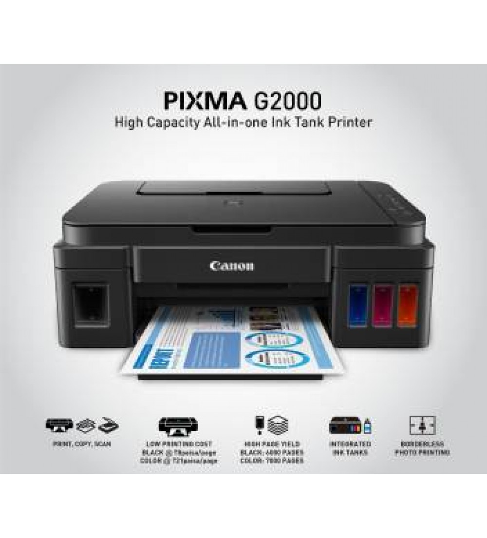 Canon PIXMA G2000 Multi-function Color Printer  (Black, Ink Bottle)