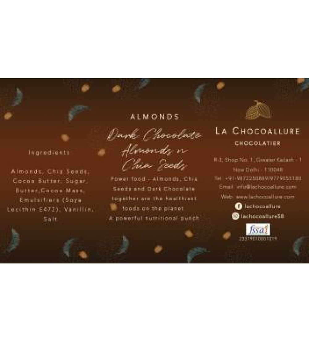 La Chocoallure Dark Chocolate Almonds n Chia Seeds Fudges  (100 g)