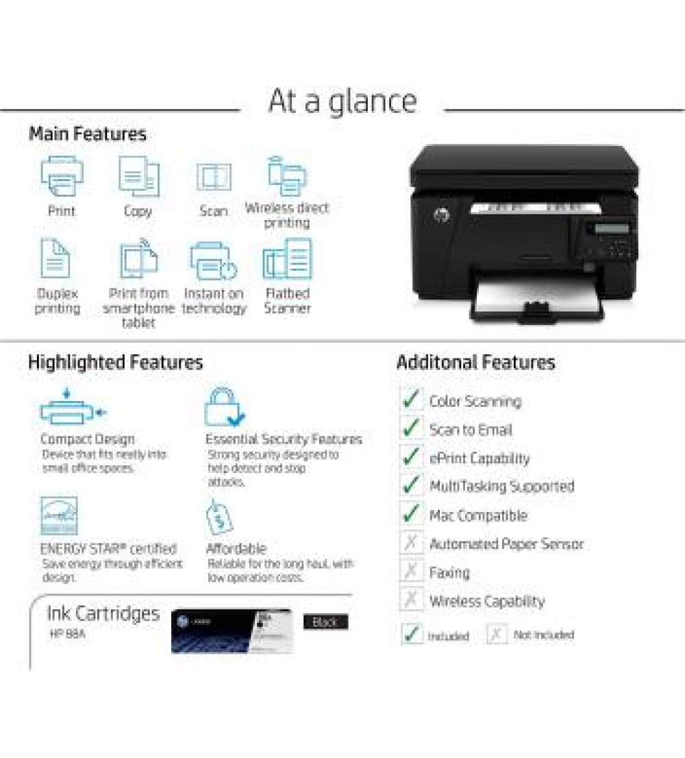 HP LaserJet Pro MFP M126nw Multi-function Monochrome Printer  (Black, Toner Cartridge)