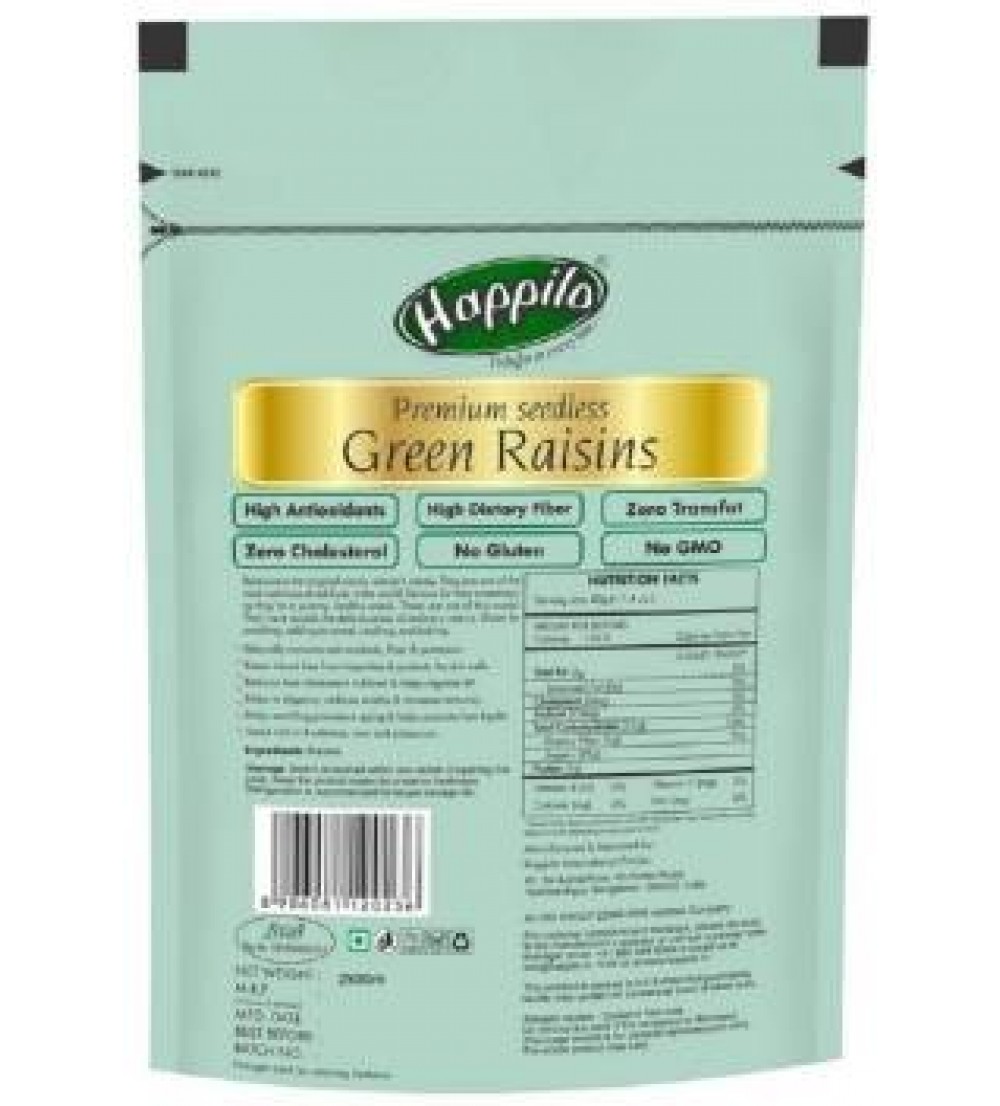 Happilo Premium Seedless Green Raisins  (250 g)