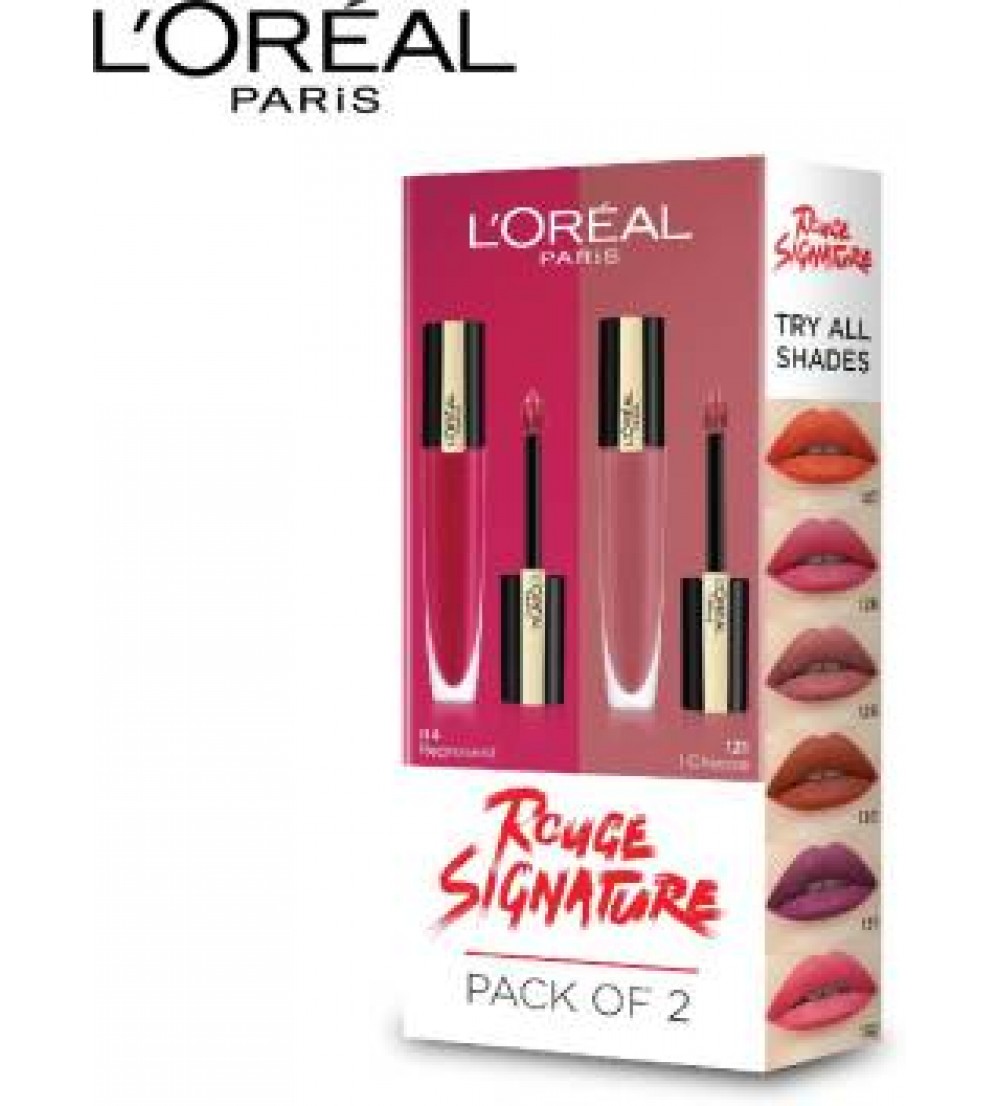 L'OREAL PARIS Rouge Signature pack of 2 (shade 114 + 121), 14g  (114 + 121, 14 ml)