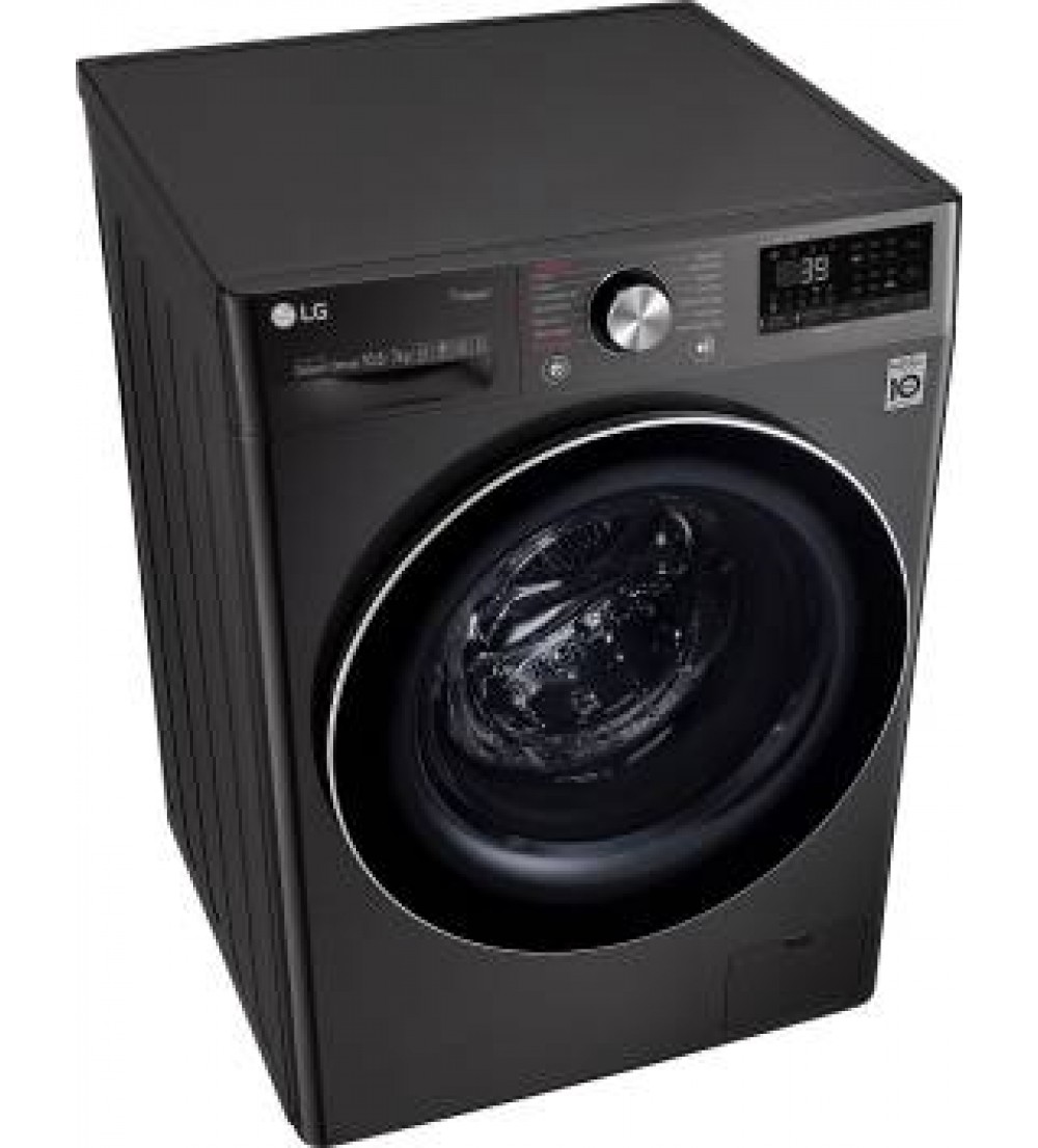 LG 10.5/7 kg Inverter Wi-Fi with with Allergy care Washer with Dryer with In-built Heater Black  (FHD1057STB)