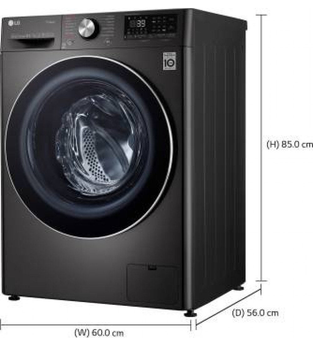 LG 10.5/7 kg Inverter Wi-Fi with with Allergy care Washer with Dryer with In-built Heater Black  (FHD1057STB)