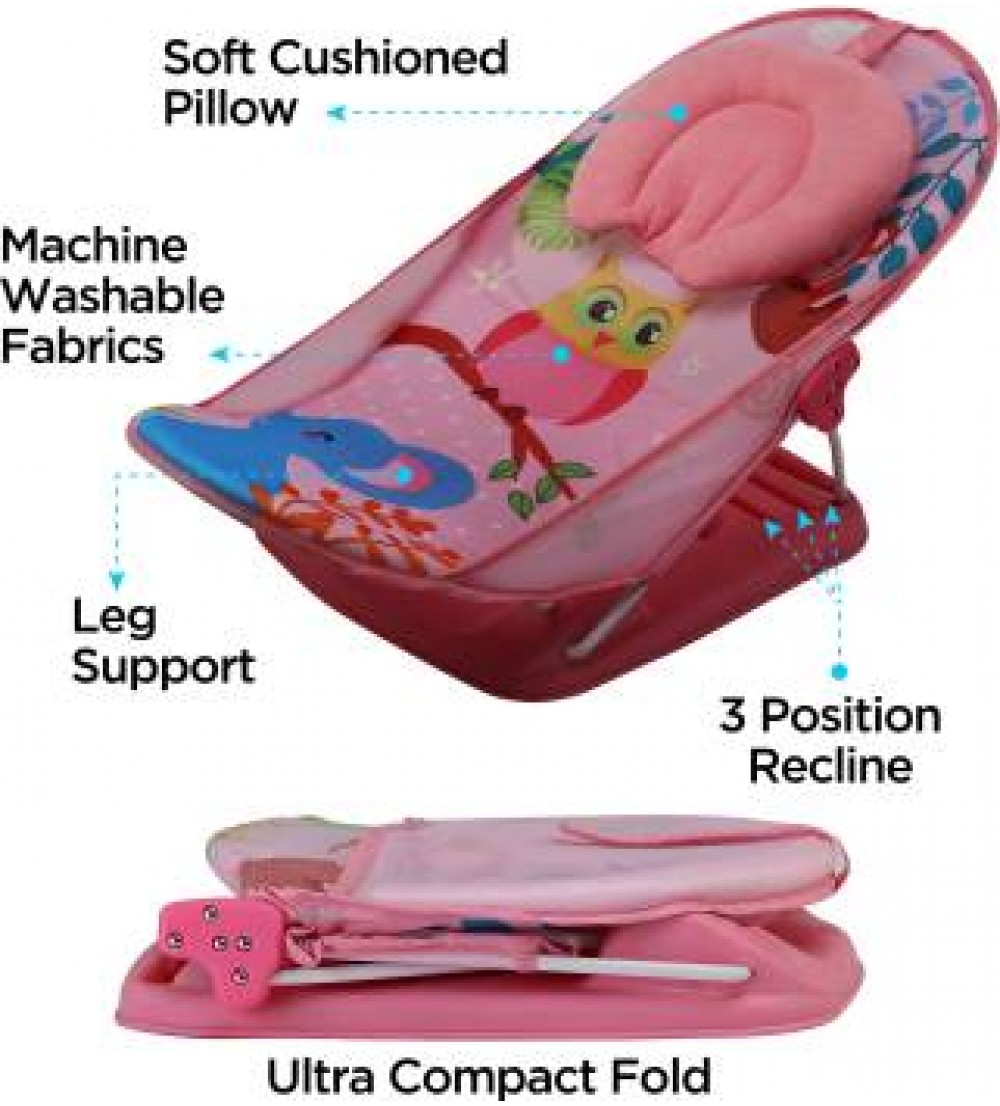 LuvLap Jungle Tales Baby Bather for newborn & infants, Compact & Foldable, 0-9 months  (Pink)