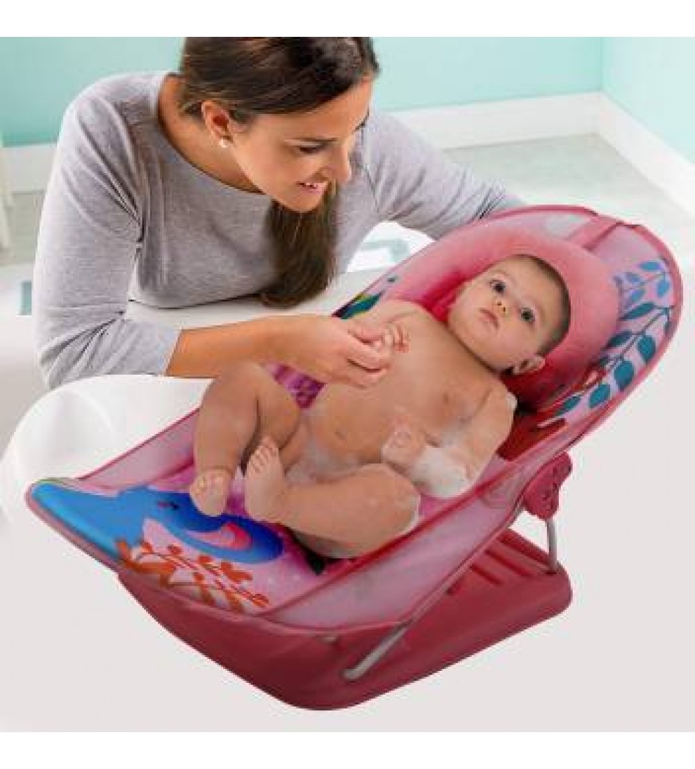 LuvLap Jungle Tales Baby Bather for newborn & infants, Compact & Foldable, 0-9 months  (Pink)