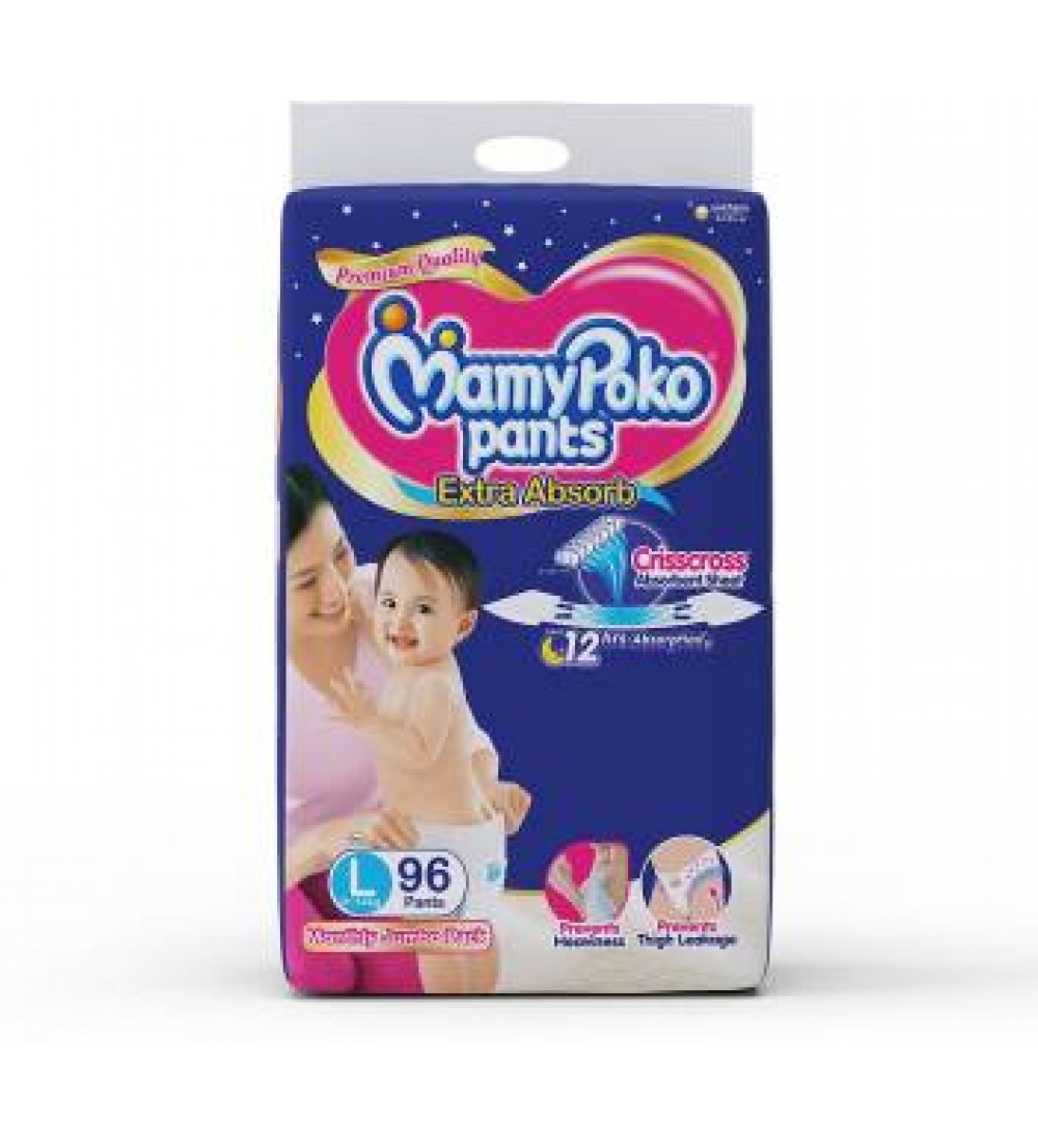 MamyPoko Pants Extra Absorb Diapers - L  (96 Pieces)