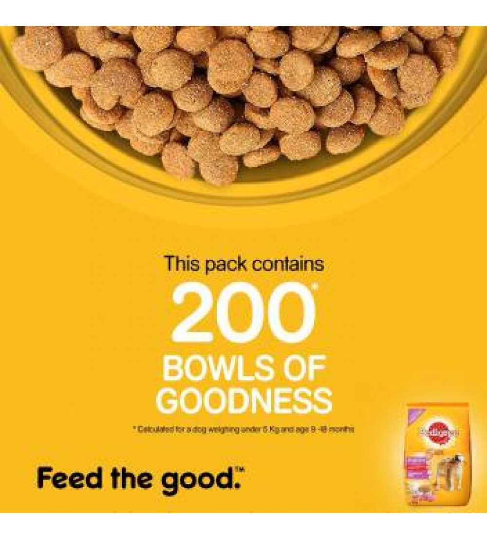 Pedigree Puppy Dry Dog Food, Chicken & Milk Chicken 20 kg Dry New Born Dog Food