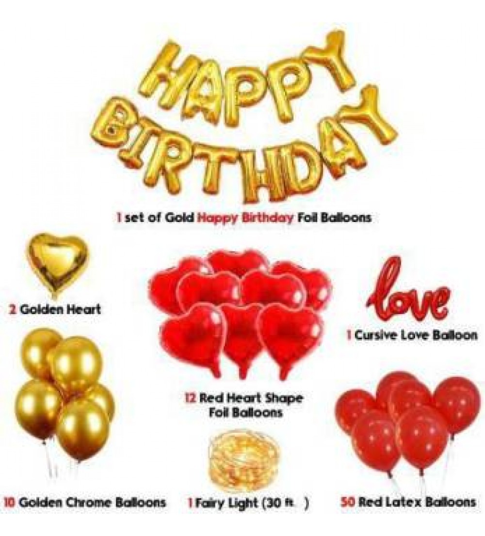 Seal The Deal Solid Happy Birthday Balloons for Decoration kit with 12pc Heart