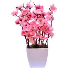 Yash Enterprises Small pink cherry blossom Bonsai Artificial Plant with Pot  (25 cm, Pink)