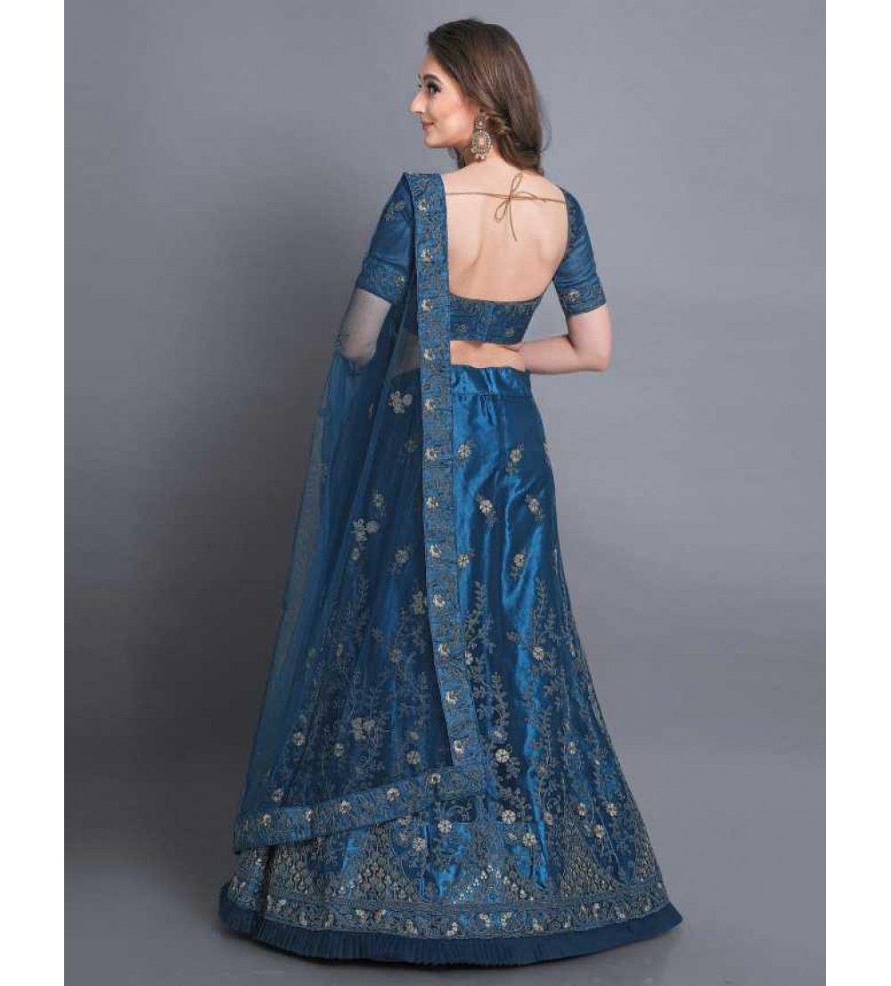 Swaron  Embellished, Embroidered Semi Stitched Lehenga Choli  (Blue)