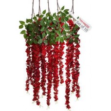 Tied Ribbons Silk Wisteria Flower Hanging String for Wall, Door, Swing, Mirrors, Outdoor Wedding Decoration Red Lily Artificial Flower  (42 inch, Pack of 10)