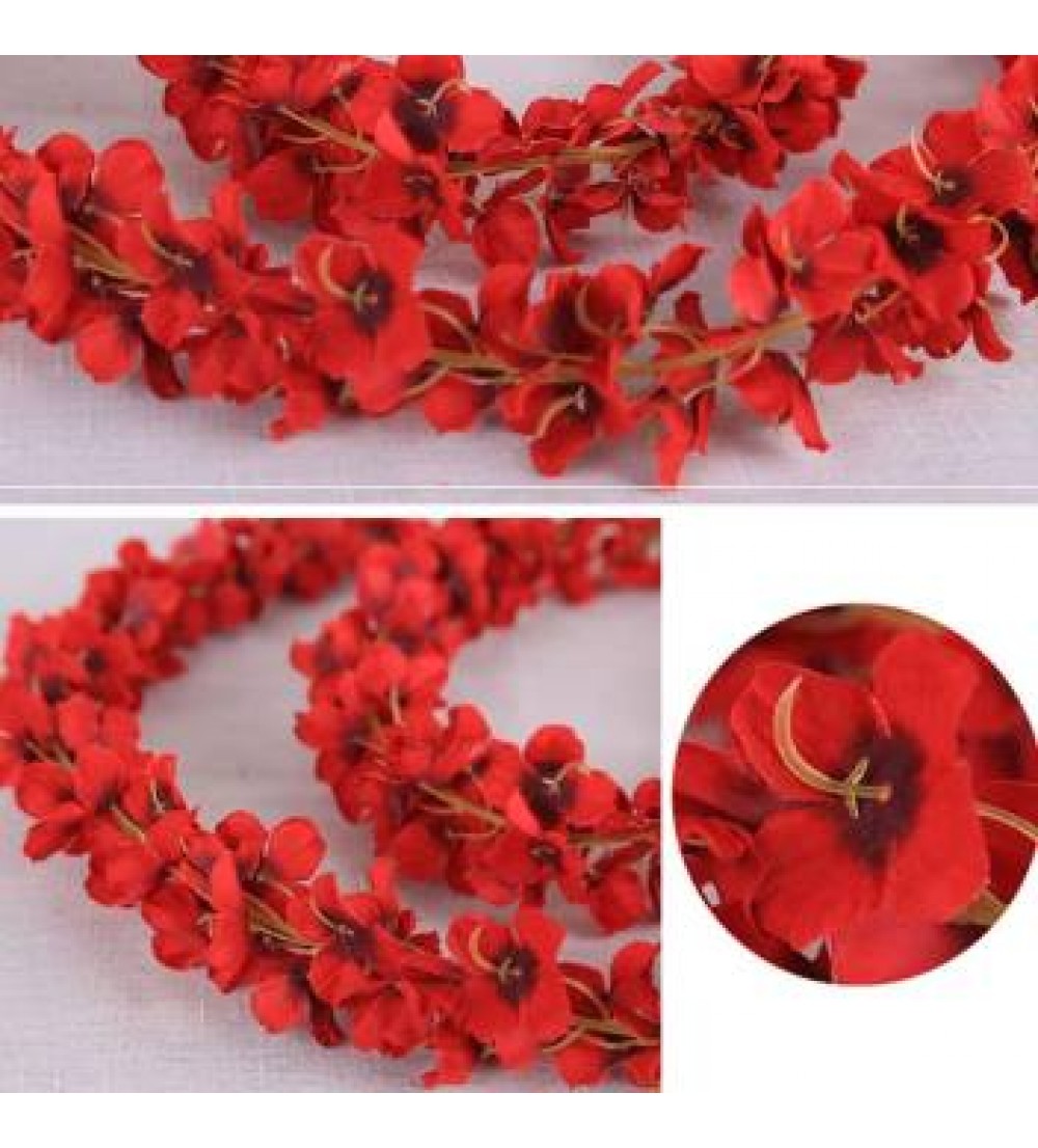 Tied Ribbons Silk Wisteria Flower Hanging String for Wall, Door, Swing, Mirrors, Outdoor Wedding Decoration Red Lily Artificial Flower  (42 inch, Pack of 10)