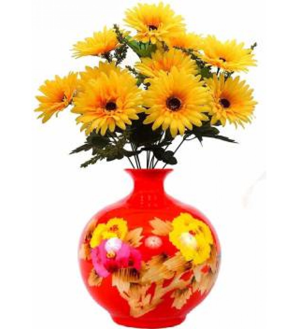 Zahuu Decorative Artificial Sunflower Flower Bunches Yellow Sunflower Artificial Flower  (18 inch, Pack of 10)