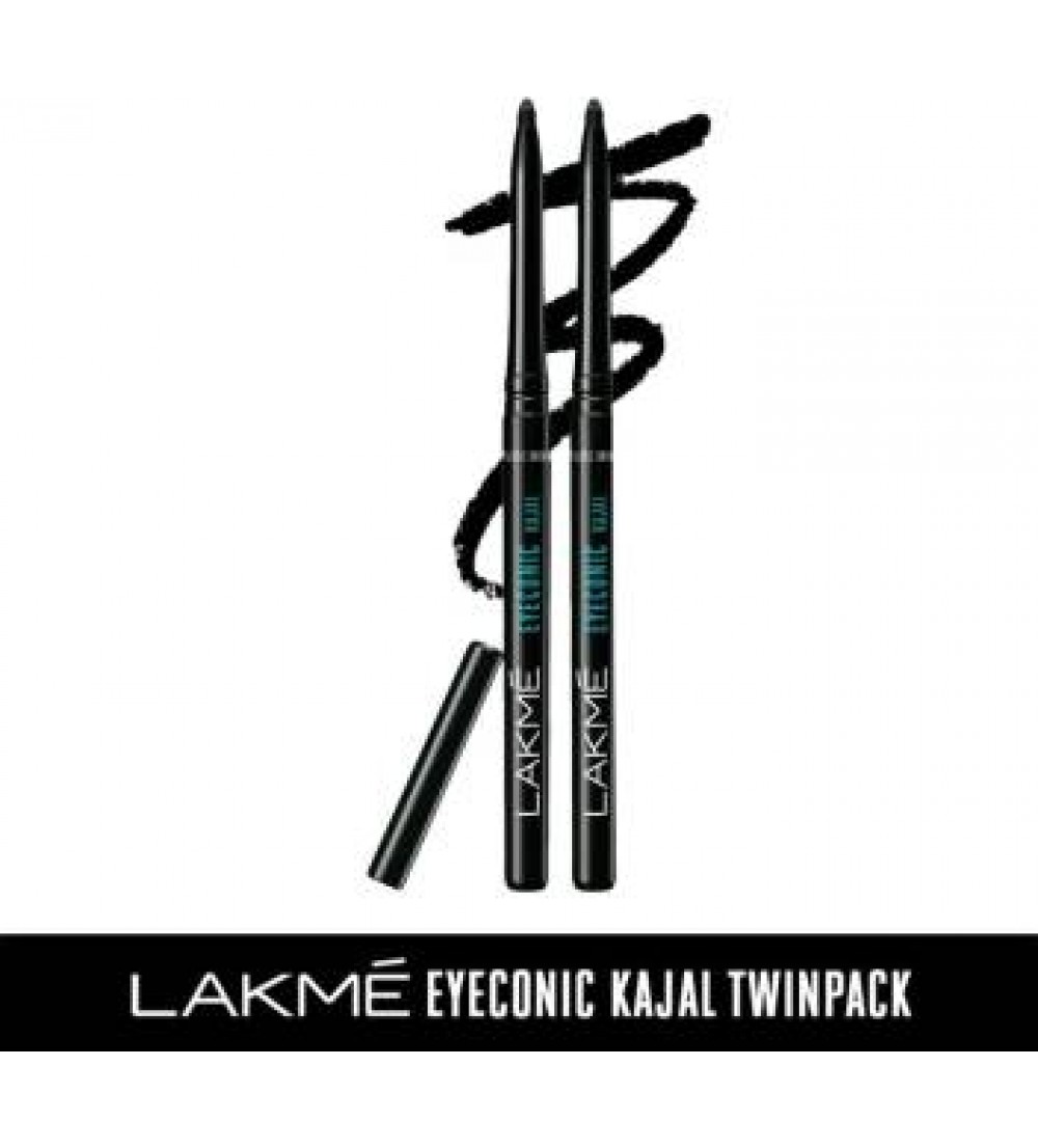 Lakme Eyeconic Kajal Twin Pack  (Deep Black, 0.7 g)