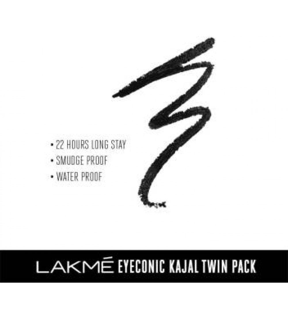 Lakme Eyeconic Kajal Twin Pack  (Deep Black, 0.7 g)