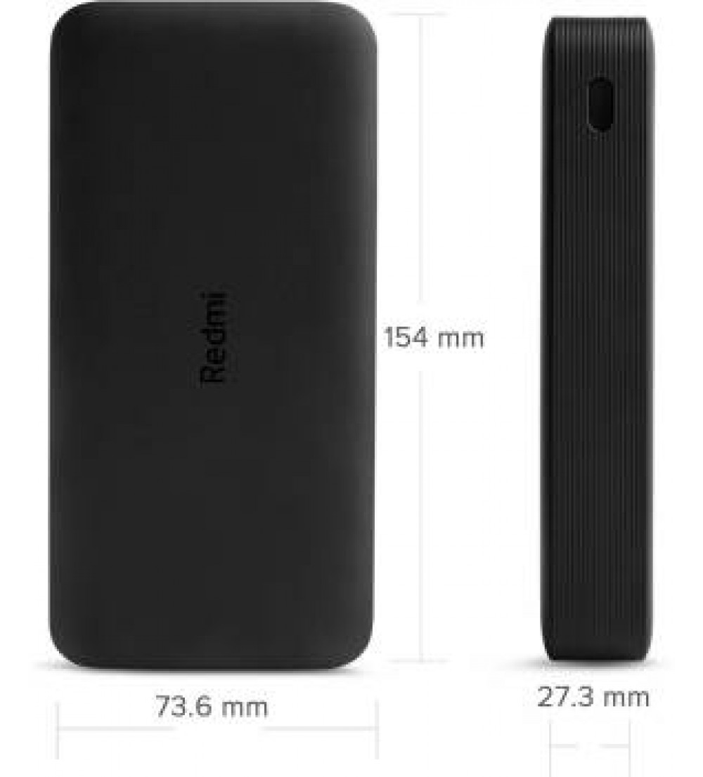 Redmi 20000 mAh Power Bank (Fast Charging, 18 W)  (Black, Lithium Polymer)