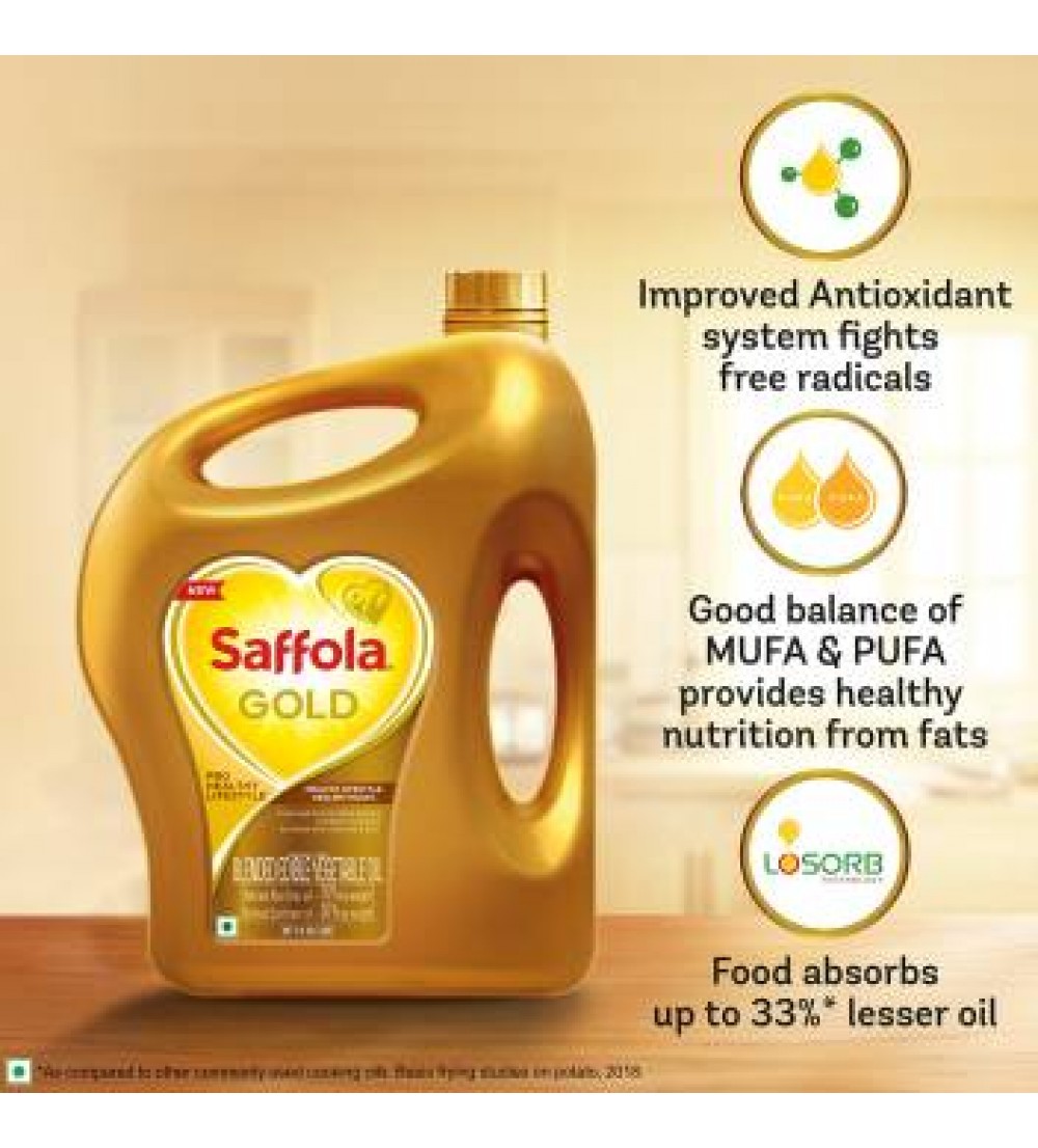 Saffola Gold Pro Healthy Lifestyle Blended Oil Can  (2 L)