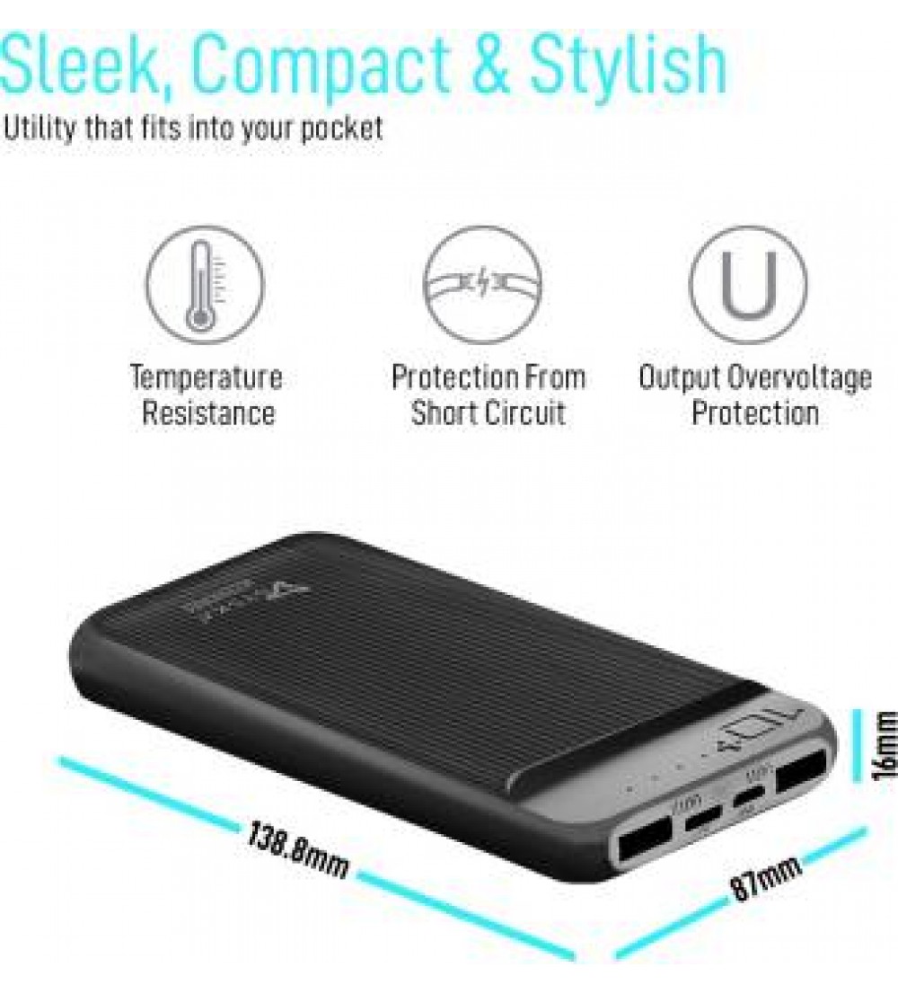 Syska 10000 mAh Power Bank (Fast Charging, 10 W)  (Black, Lithium Polymer)